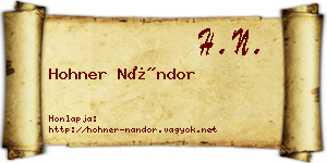 Hohner Nándor névjegykártya