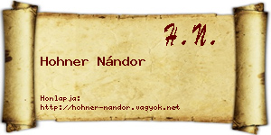 Hohner Nándor névjegykártya